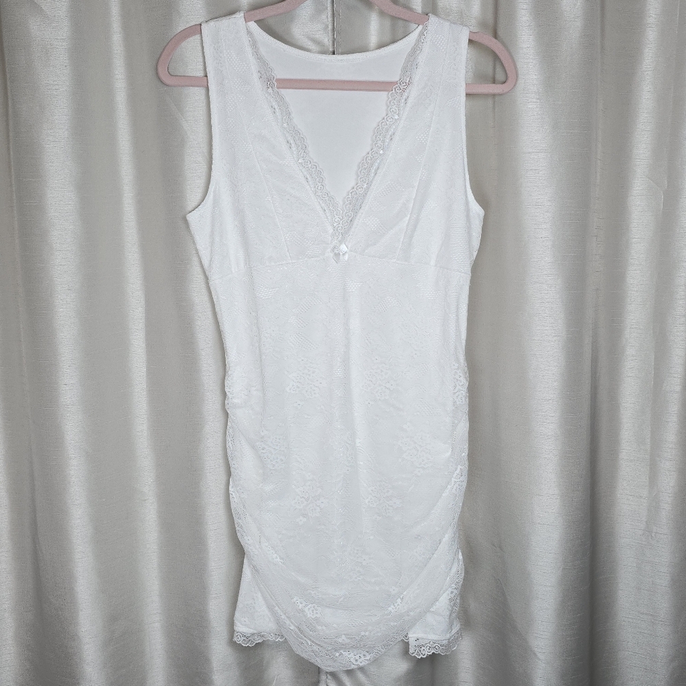 Women's Lace Stretch Babydoll Mini Dress XL Coquette Feminine Angelcore Fairy